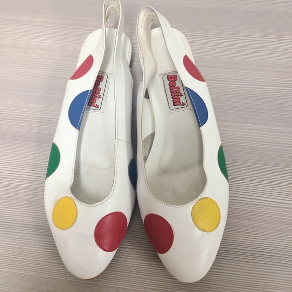 Ballini Vintage Multi-colored Polka Almond Toe sling backs - Picture 6 of 9